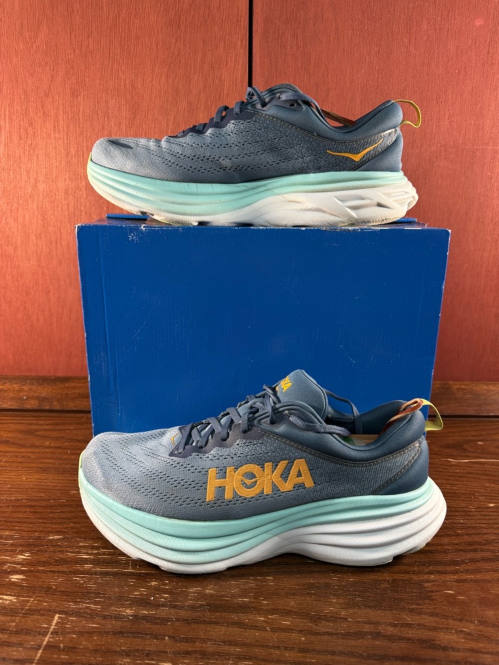 Hoka One Bondi 8 Real Teal/Shadow Men’s Running Shoes Size 10,5 2E |1127953RHD